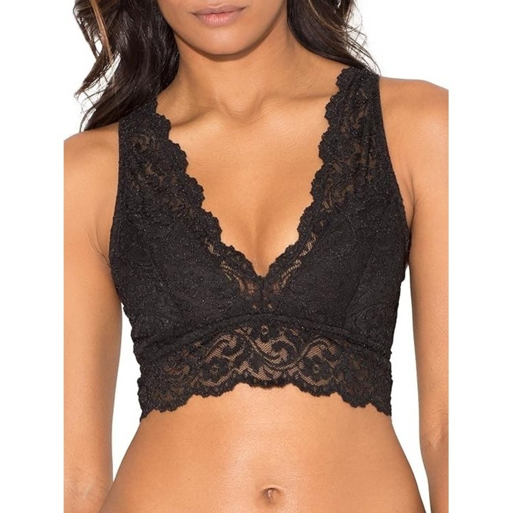 XL Smart & Sexy SA1372 Deep V Lace Wireless Support Bralette Black
